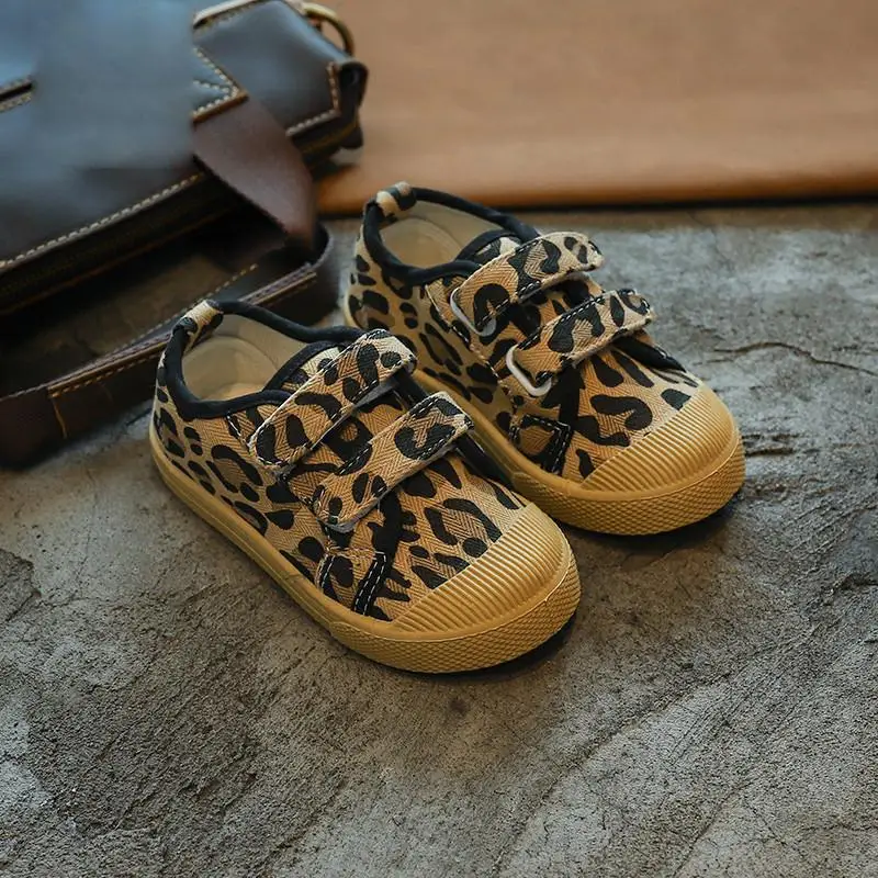 Осенняя детская парусиновая обувь с леопардовым принтом, обувь для маленьких мальчиков, повседневная обувь для маленьких девочек, детские модные кроссовки - Цвет: B 2