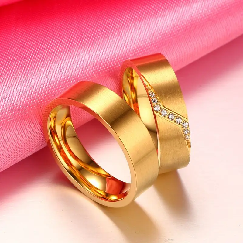 Vnox CZ Камни путь Дизайн Свадебные Кольца для Для женщин Для мужчин золото-цвет кольцо Альянс Юбилей группа Bijoux подарок