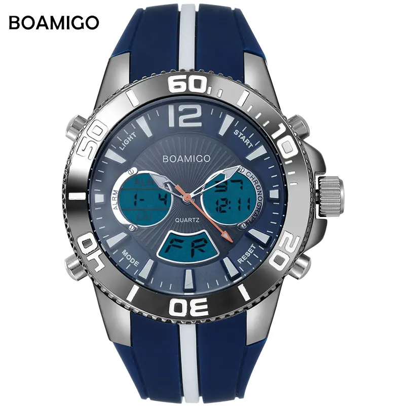 

Watches Waterproof Men Sport Watch Rubber Wirstatch Analog Digital Quartz Watch Big Dial Precise Time Perpetual Calendar Hombre