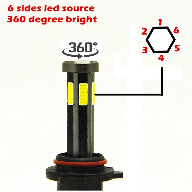 12V 24V 360 ° 6 стороны люмен COB 55 Вт H4 Hi короче спереди и длиннее сзади) H7 H11 9005 9006 Автомобильный светодиодный 9004 9007 H13 фар автоматические светодиодные лампы фары светодиодный свет