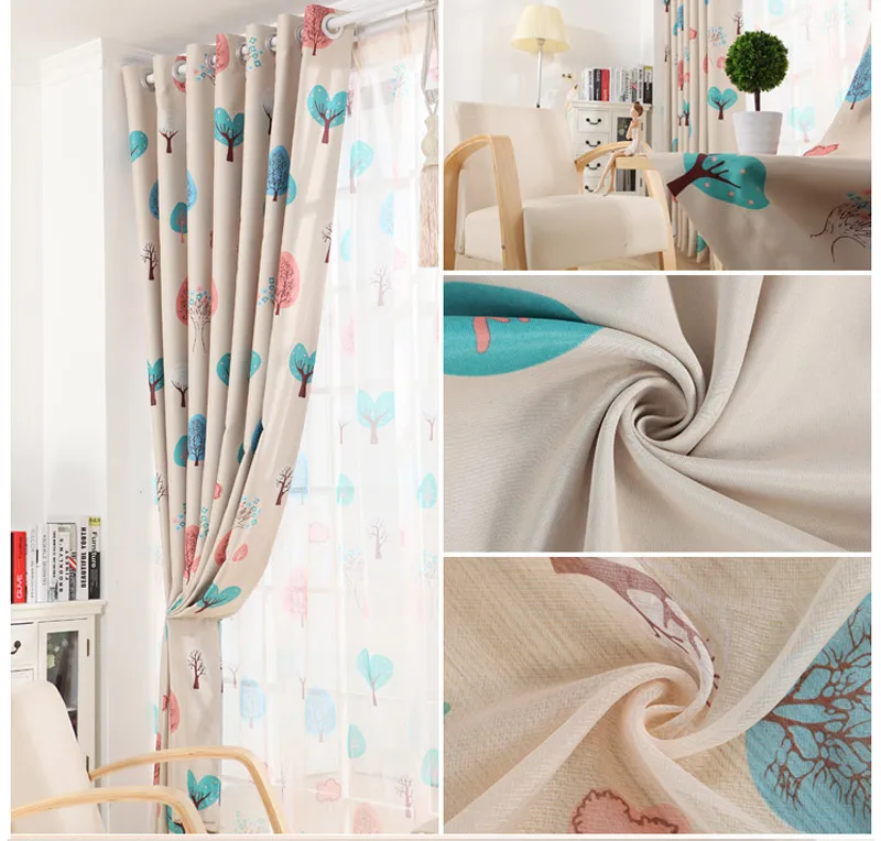 Шторы Helen Curtain Tree Затемняющая штора с рисунком для детской спальни детская мультяшная занавеска для гостиной Детские тюлевые оконные панели