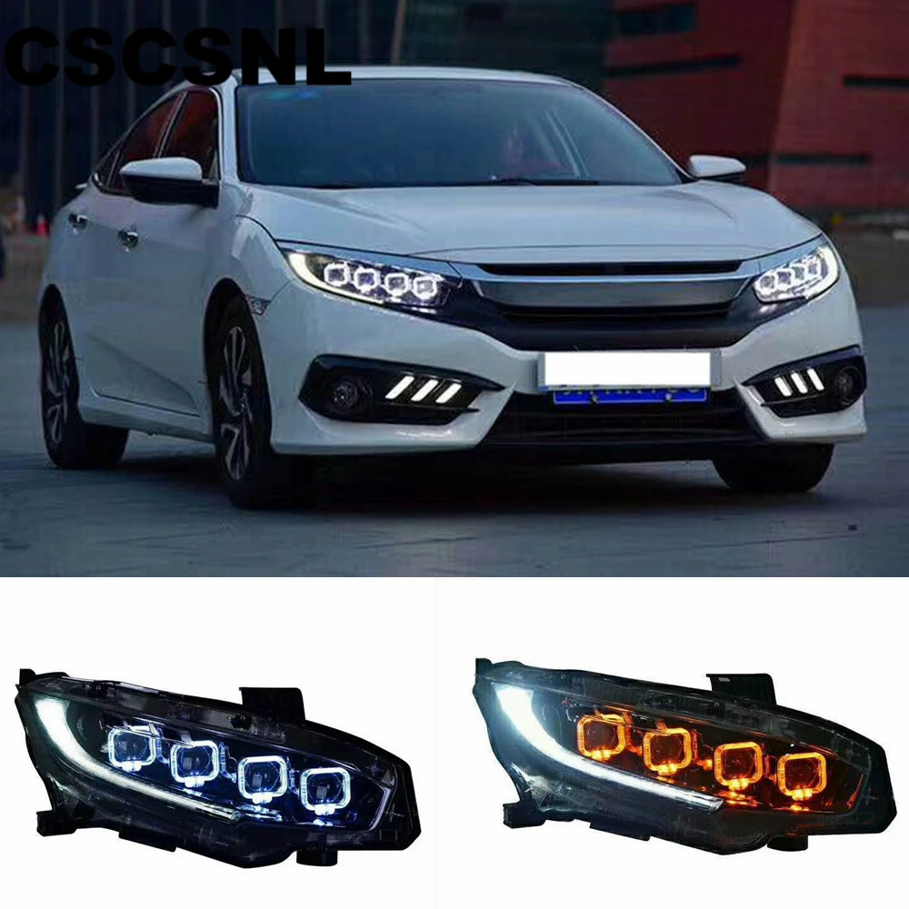 Стайлинга автомобилей головной светильник для Honda Civic 10th 2016 2017 2018 HID светодиодный s