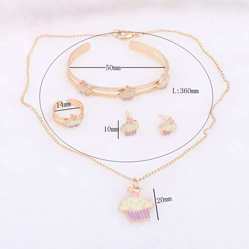 Золотой цвет милый модный ожерелье Набор браслетов для детей Детский костюм комплекты ювелирных изделий+ Подарочные коробки 4 цвета