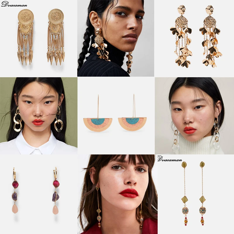 

Dvacaman 2019 New ZA Handmade Metal Drop Earrings Women Fashion Circles Maxi Statement Earrings Pendant Party Jewelry Brincos