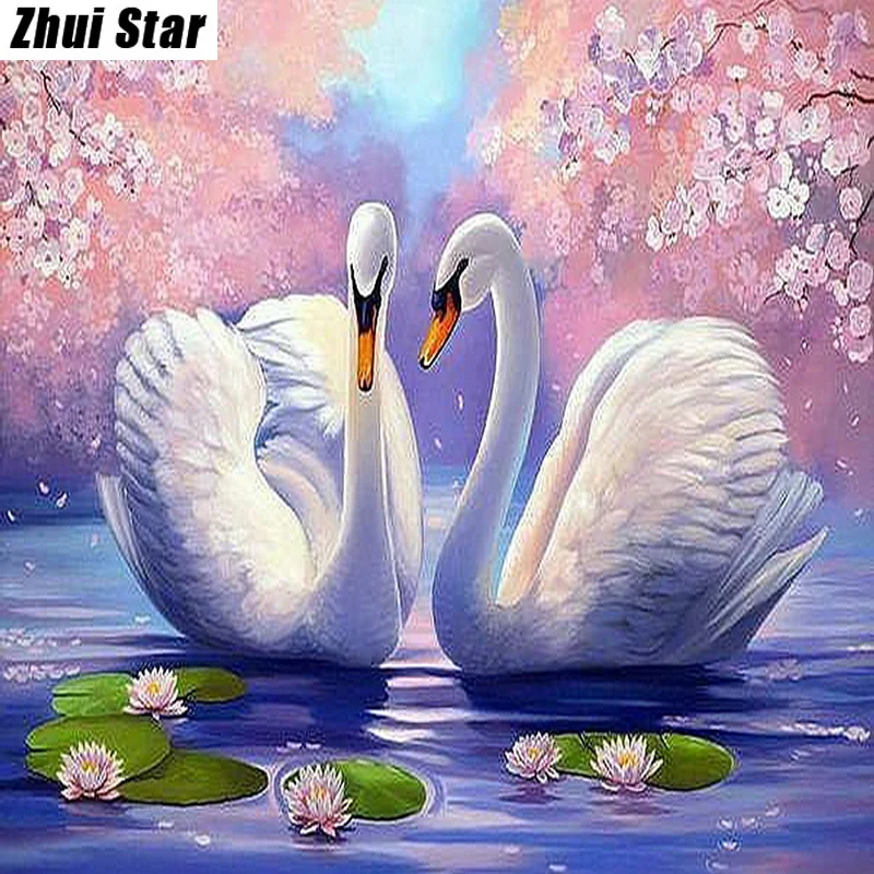 

Full Square Diamond 5D DIY Diamond Painting "Loves' Swan" Embroidery Cross Stitch Rhinestone Mosaic Painting Home Decor Gift