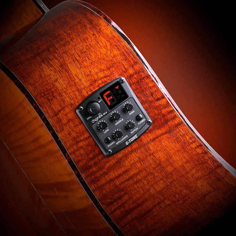 Херувим G тон GT-3 4-полосный акустической гитары EQ предусилитель Системы пьезо пикап эквалайзер, обеспечивающий хроматический тюнер фазы эффект гитары аксессуар