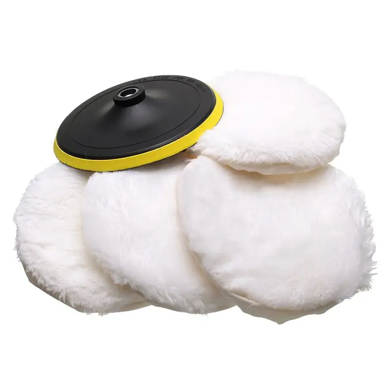 EASY-5Pcs Polisher/Buffer kit Soft Wool Bonnet Pad White