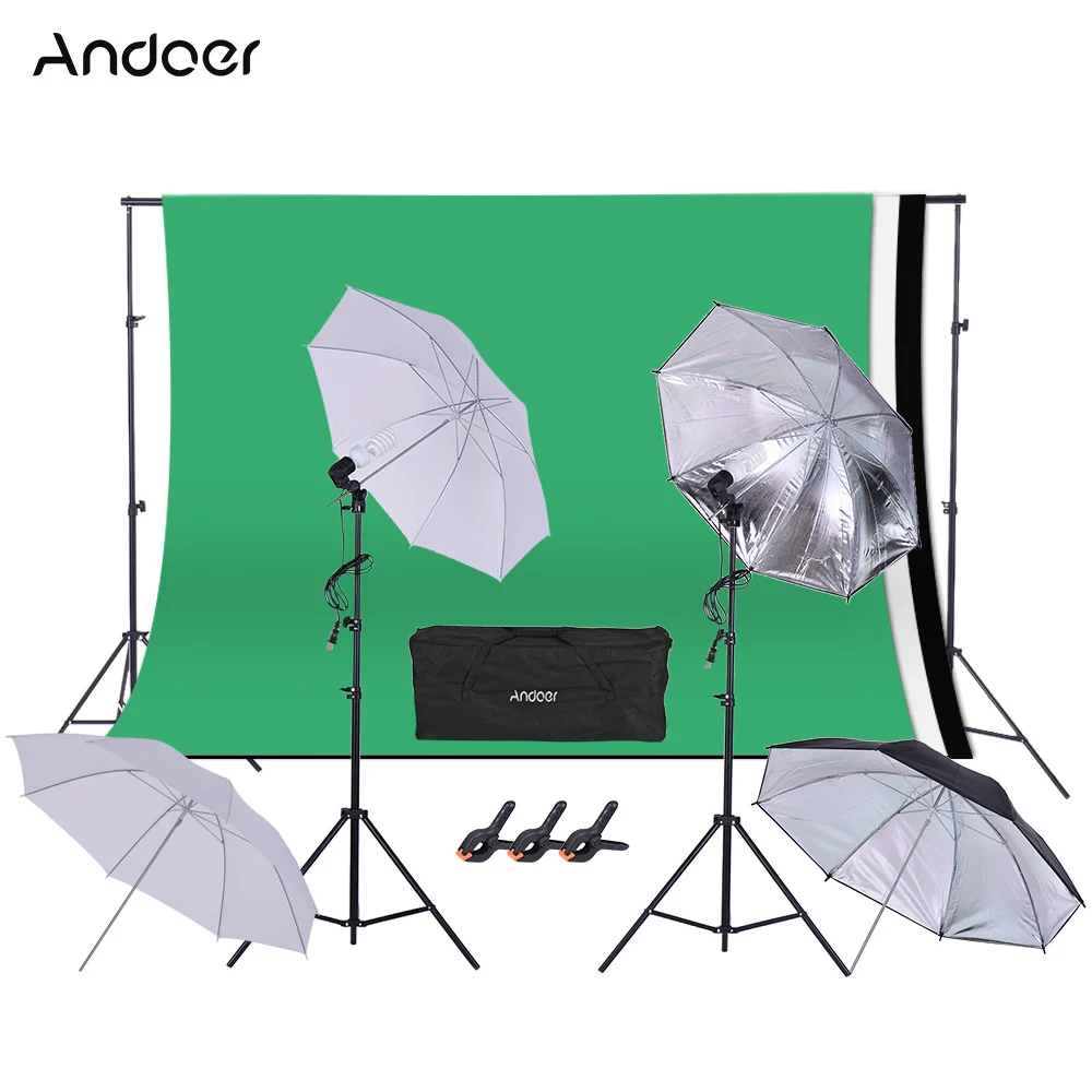 Andoer Photo Studio kits Backgrounds+Lighting+Swivel Socket+Light