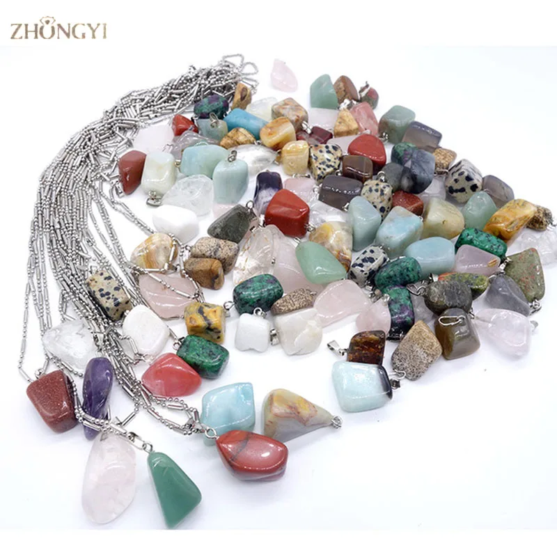 Wholesale 36pcs/lot mixed Point Natural stone crystal cornelian Irregular shape charms pendants