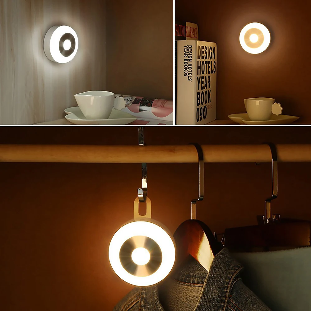 1/2/3PCS LED Sensor Cabinet Night Light Dual Induction USB AA PIR Infrared Motion Sensor White/Warm - 32948250409