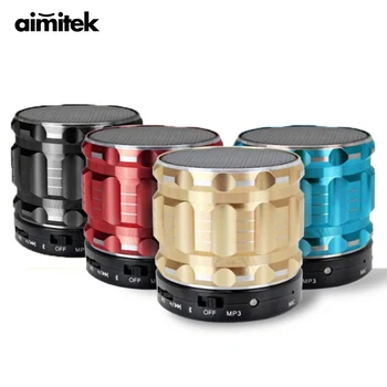 

Aimitek Portable Metal Mini Bluetooth Speakers Wireless Steel Outdoor Hands-free Stereo Subwoofer Support FM Radio TF Card AUX