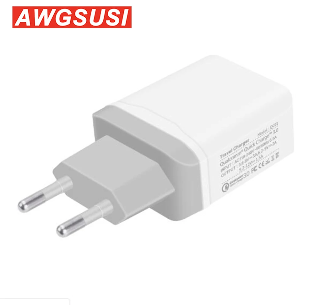 AGWSUSI QC 3 0 дорожное зарядное устройство для ЕС USB настенное Быстрая Зарядка адаптер