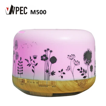 

VVPEC 500ml Fashional Essential Oil Diffuser Ultrasonic Air Humidifier with Wood Grain Electric LED Lights for Home Office