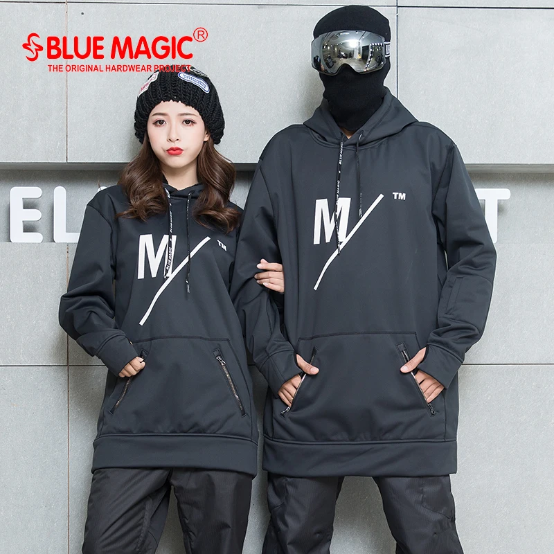 Bluemagic على الجليد لينة قذيفة مجتمعة النسيج رداء طويل بقلنسوة النساء و الرجال للماء بلوزات الرياح واقية التزلج الدعاوى