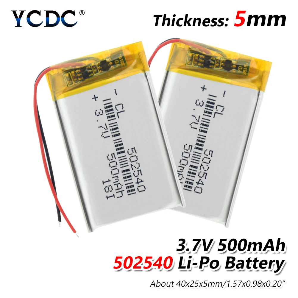 

1/2/4 Pieces 3.7V 500mAh 502540 Lithium Battery 3.7 Volt Li-ion Polymer Lithiumion Battery Built-in Protection PCB Module