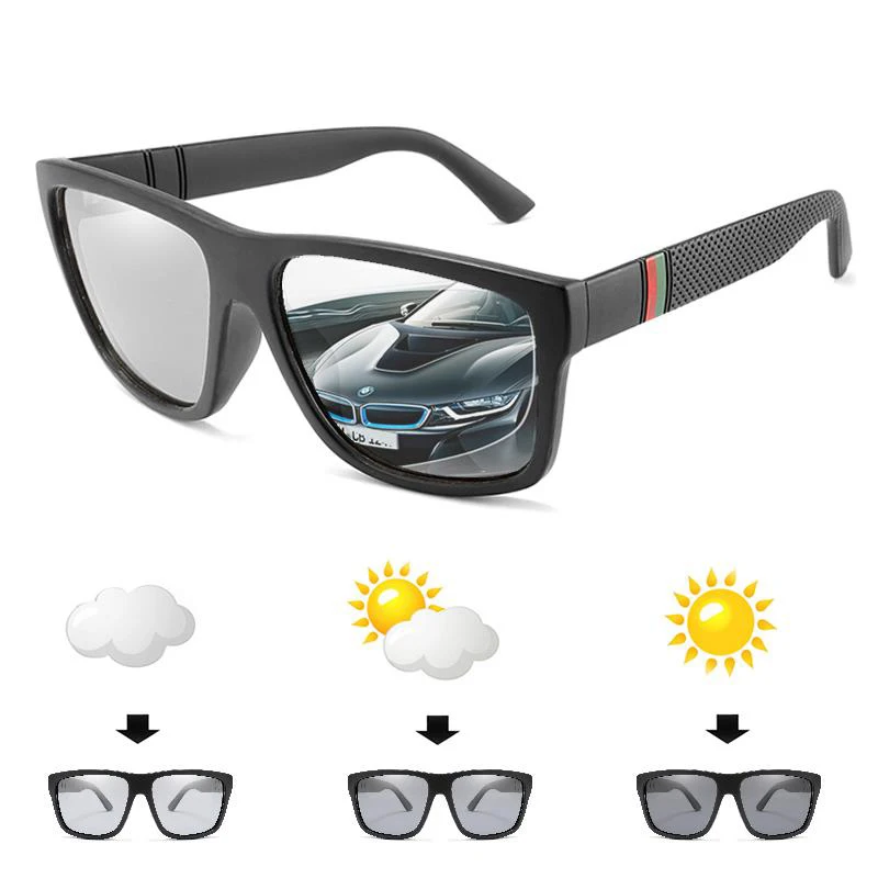 New Square Photochromic Sunglasses Men Women Polarized Discoloration Goggles Sun glasses for Driving Brand Design Sport Glasses