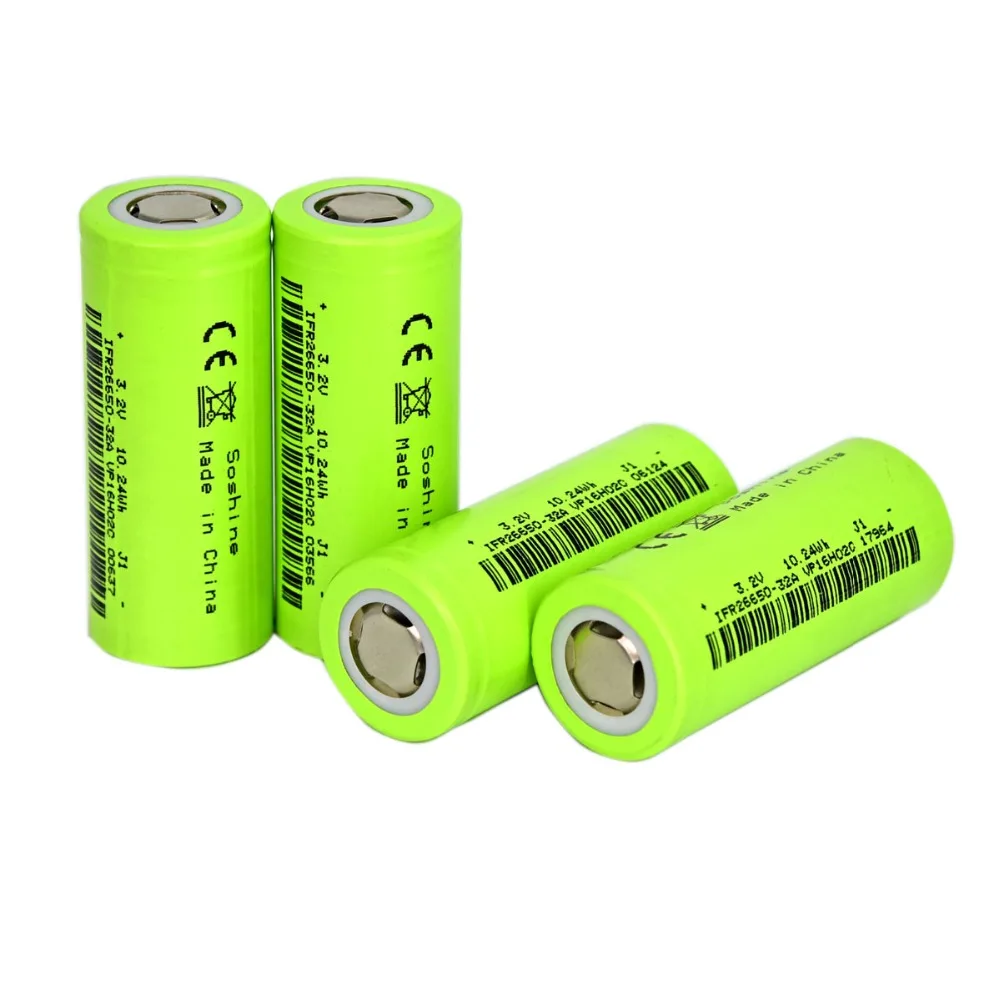 

4pcs/lot Soshine 26650-32A 26650 Li-ion IFR 26650 battery 3.2V 3200mah Rechargeable LiFePO4 26650 lithium battery