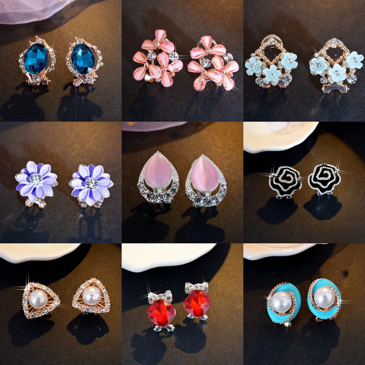 ; 12/24/48 пар смешанных стилей серьги-гвоздики в виде цветка, модные, элегантные, милые, с украшением в виде кристаллов Brinco Для женщин серьги Подарки для Для женщин