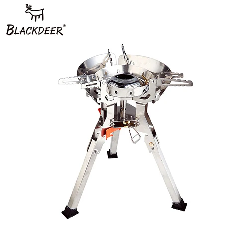 BLACKDEER Сверхлегкая титановая газовая плита для кемпинга, пикника, ветрозащитная портативная газовая плита, складные горелки, стабильная с ветровым стеклом, для улицы - Цвет: silver