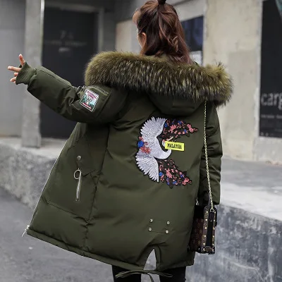 Новинка arkas mujer, женские зимние пальто, длинные хлопковые повседневные меховые куртки с капюшоном, женские теплые зимние парки, Женское пальто - Цвет: ArmyGreen