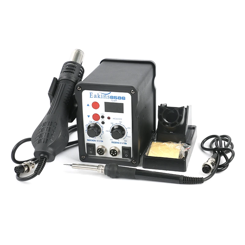

2 in 1 Multifunction 8586 SMD hot air Rework station Soldering Station +3pcs 858 nozzle 110V/220V 700W For Welding Repair