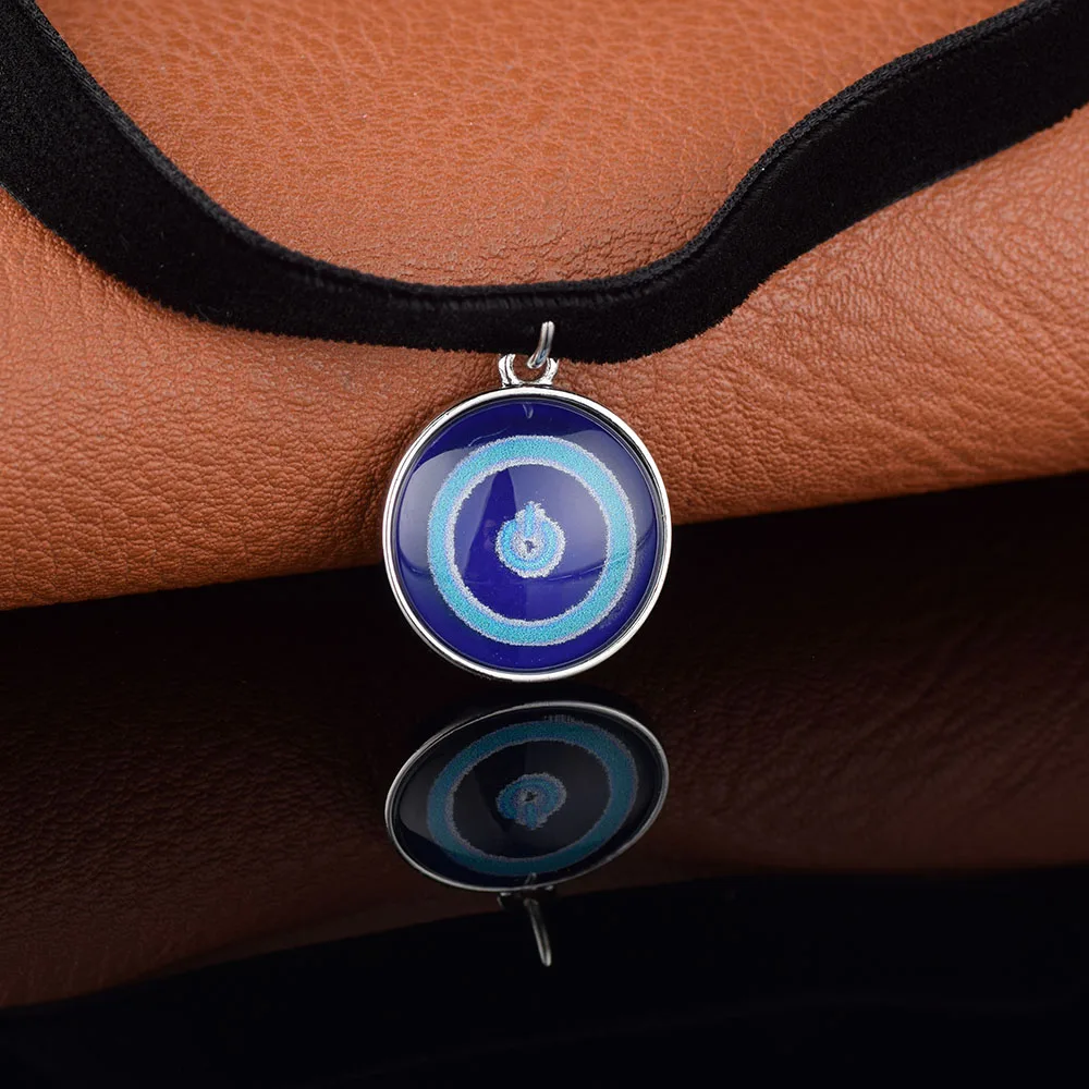 

CXADDITIONS VisionMood Switch Pendant Choker Neckalce Jewelry Mood Black Choker Temperature Change Color Feeling Emotional Woman