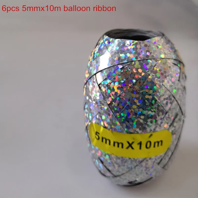10 шт смешанные шары с золотыми Конфетти 5 м цепь вечерние украшения Дети взрослый металлический шар воздушный шар на день рождения Декор балон - Цвет: 6pcs Silver Ribbon