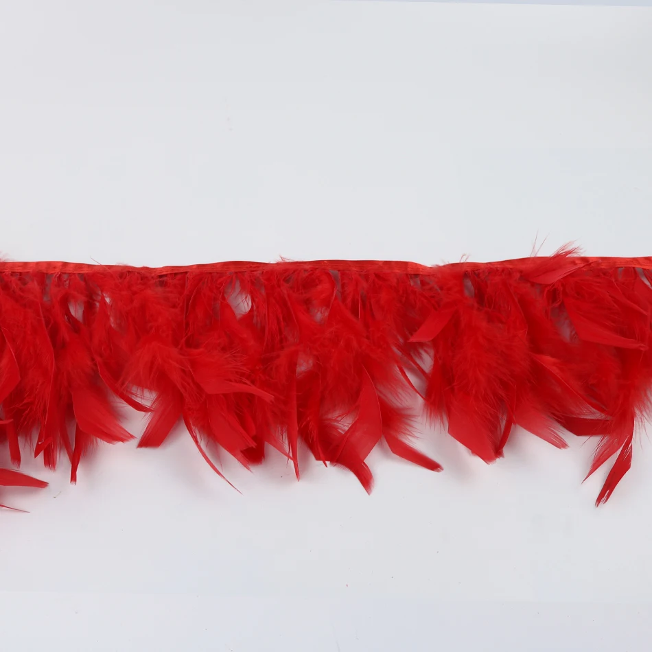 3 red chandelle turkey feather trims 6