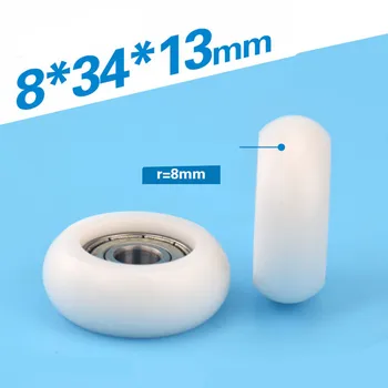 

10pcs 8*34*13mm Europe standard 3030 aluminum profile rail pulley, rolling pulley, arc ball bread plastic bearing pulley