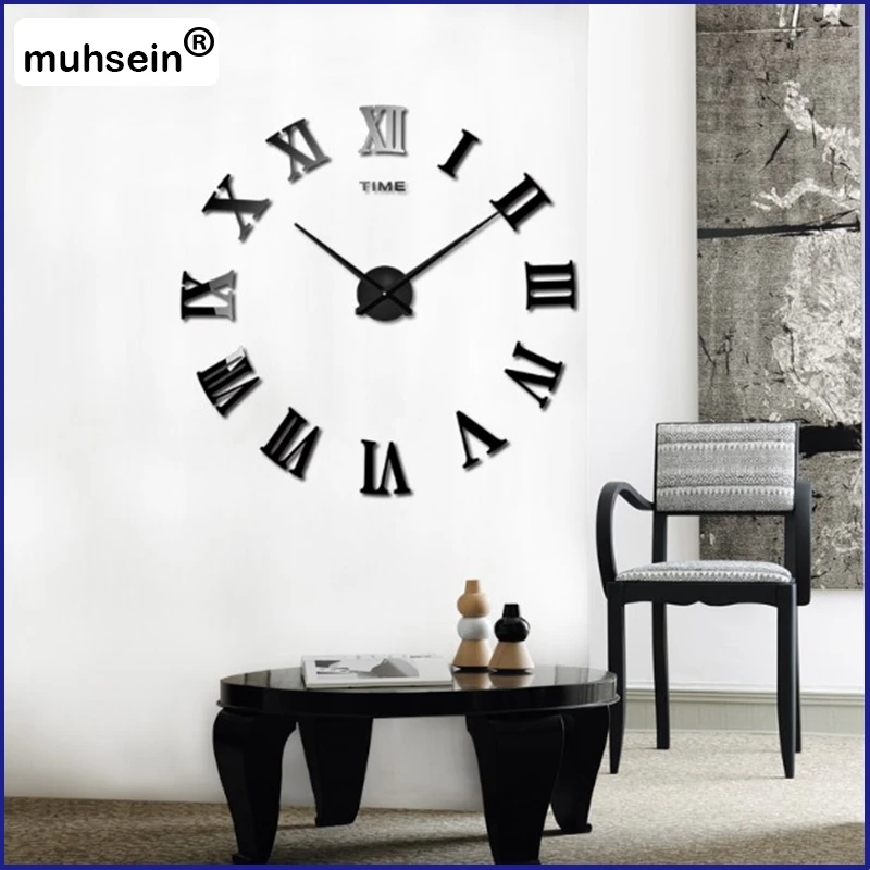 

2019 New Arrival Quartz Clocks Fashion Watches 3D Real Big Promotion Home Decor Large Roman Mirror Fashion Modern Wall Clock