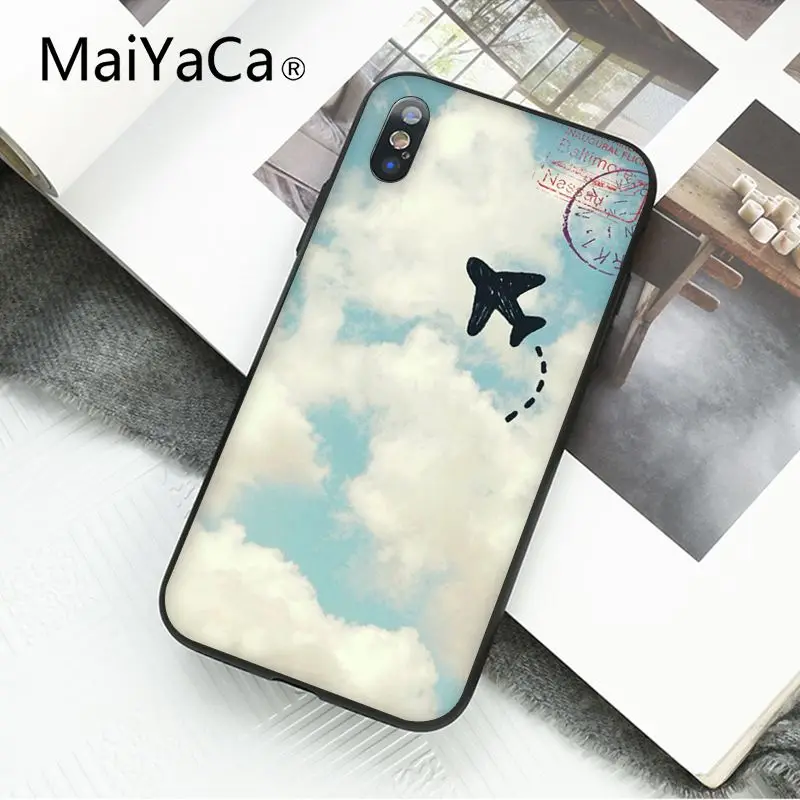 MaiYaCa путешествие в мире карта самолет план чехол для телефона для iphone 11 Pro 11Pro Max 8 7 6 6S Plus X XS MAX 5 5S SE XR - Цвет: A10