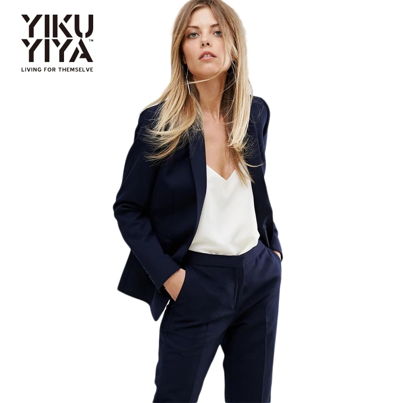 YIKUYIYA Europe Style Women Suit Jacket Slim Blazer Solid