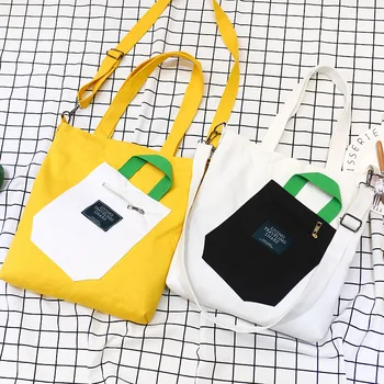 

NEW Zipped Cotton Canvas Color-matched Eco Shoulder Tote Messenger Bag 3 Colors 8510-3