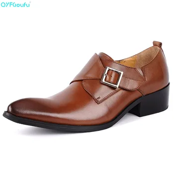 

QYFCIOUFU Brand 100% Genuine Leather Slip On Men Dress Shoes Business Shoes Luxury High Quality Monk Strap Italian Dress Shoes
