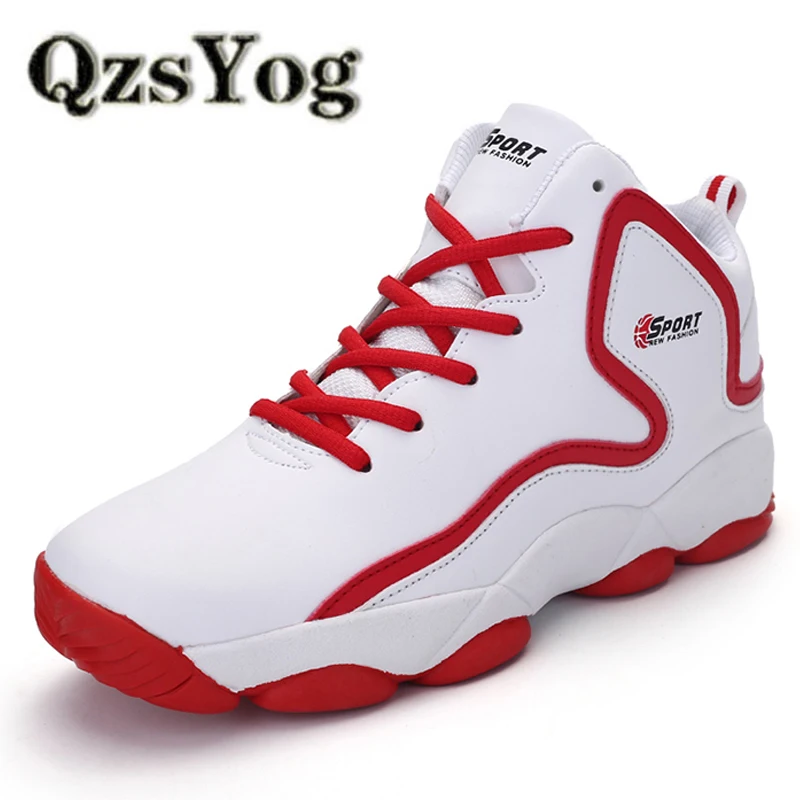 QzsYog Men Women Basketball Shoes High Top Sneakers Leather Breathable