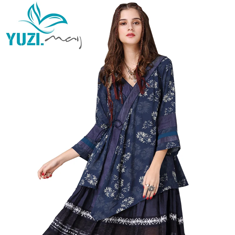 women's-blouse-2018-yuzimay-boho-new-cotton-polyester-blusas-v-neck-floral-print-drawstring-asymmetrical-women's-shirt-b9236