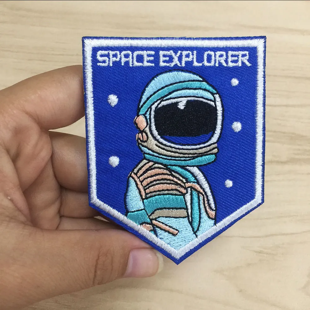 

SPRCE EXPLORER Badge Iron On Embroidered Patch Applique Sewing Label punk biker Patches Clothes Stickers Apparel