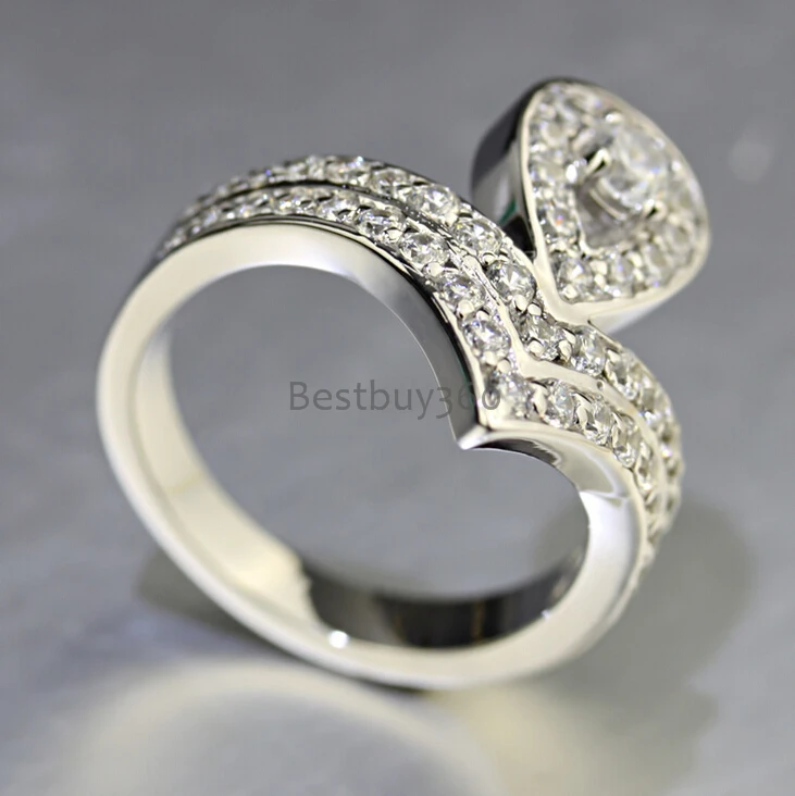 925 sterling silver ring female pear heart shape diamant wedding ring lover ring Valentine's day (JSA)