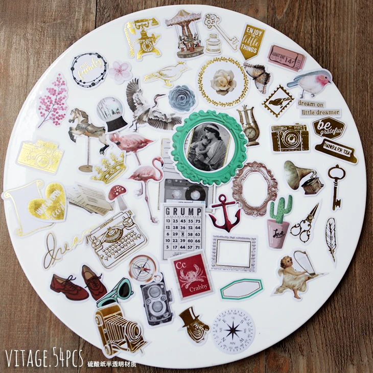 

54pcs vintage series Stickers Scrapbooking Happy Planner/Card Making/Journaling Project