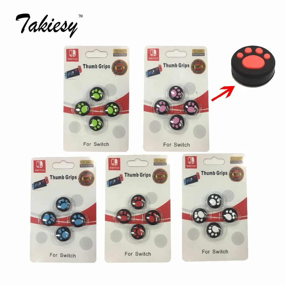 

1 set nitendo switch Cat Claw Design Anti-slip Silicone Thumb Stick Grips Caps For nintend switch with packing