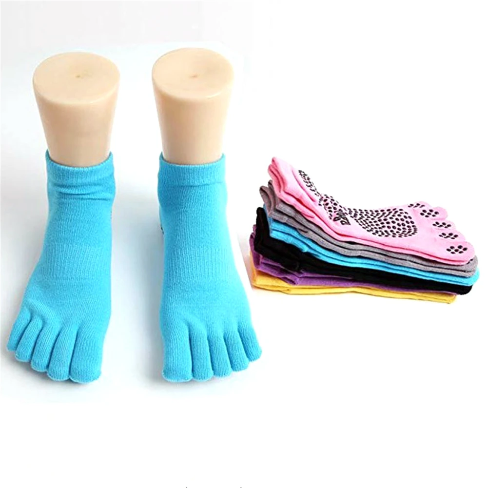 Йога женские носки для йоги противоскользящие пять пальцев спинка силиконовые Нескользящие 5 носков носки для тренажёрного зала спортивные хлопковые носки