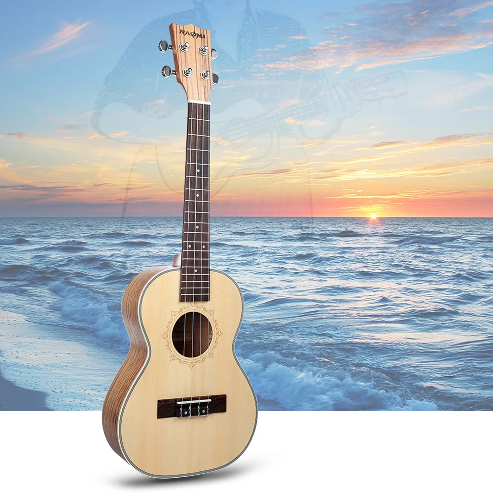 Наоми 21 дюймов укулеле ель Topboard Zebrawood Backboard Rosewood Fretboard Okoume головные уборы Ukelele музыкальный инструмент гитара