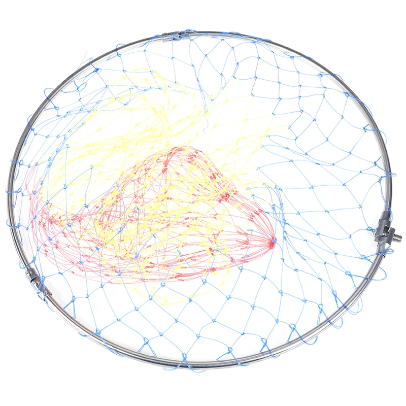 1 шт., большая круглая рыболовная сетка С клеевой проволокой, складная Сетчатая Сумка, переносная Выдвижная рыболовная сачок из нержавеющей стали