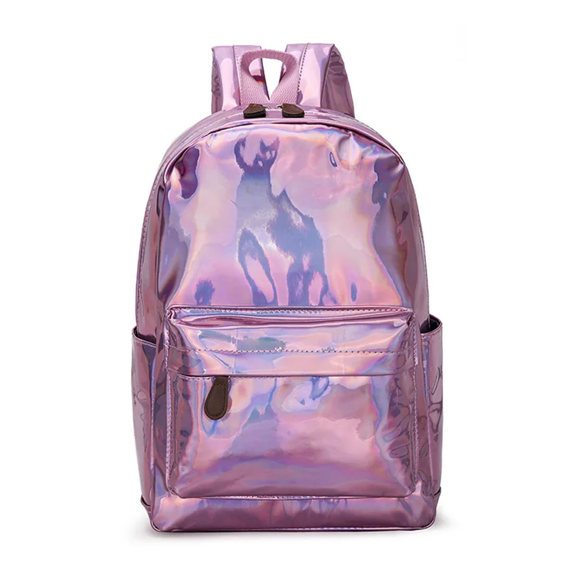 Новинка, Женский Большой рюкзак с голограммой, лазерные рюкзаки, школьные сумки для девочек, женские Сумки из искусственной кожи серебристого цвета, голографические сумки mochila XA480WB - Цвет: Pink