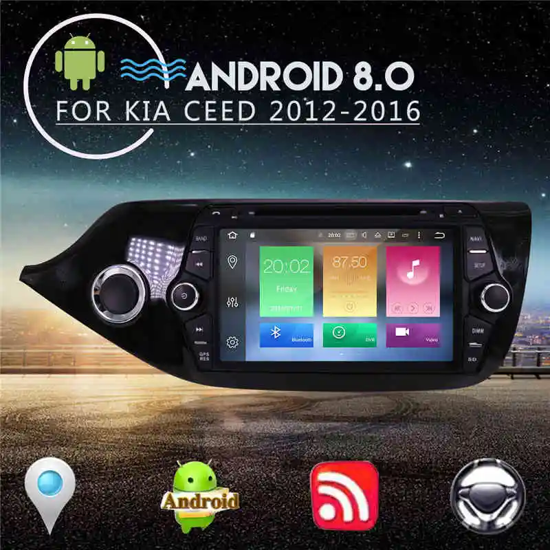 Clearance The Newest Android8.0 7.1 RAM4GB ROM 32GB Car DVD Player GPS Navi For KIA CEED2013-2016 Radio Head Unit Multimedia Stereo  Wifi 1