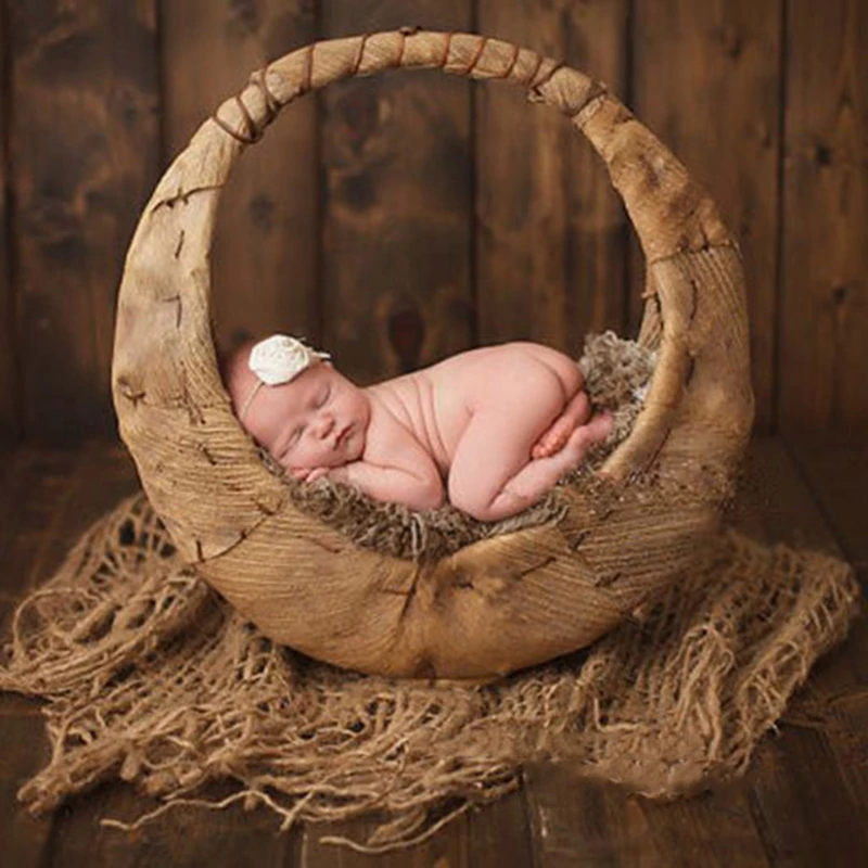Новорожденный Фотография реквизит толстый мешочный слой мешочный джут фоновое одеяло