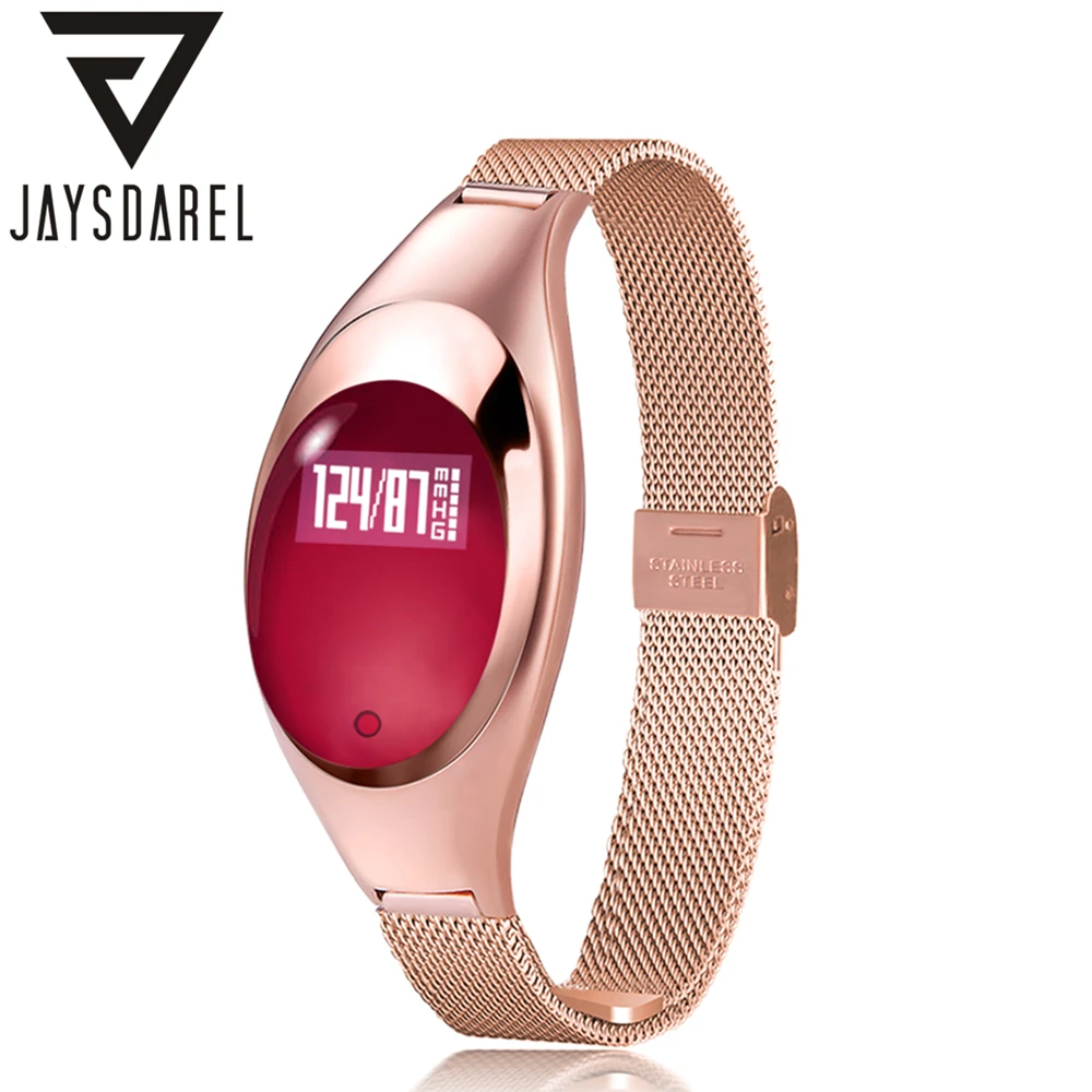 Jaysdarel Z18 женские элегантные монитор сердечного ритма Смарт часы Для женщин Мода крови Давление Фитнес трекер для андроид iOS