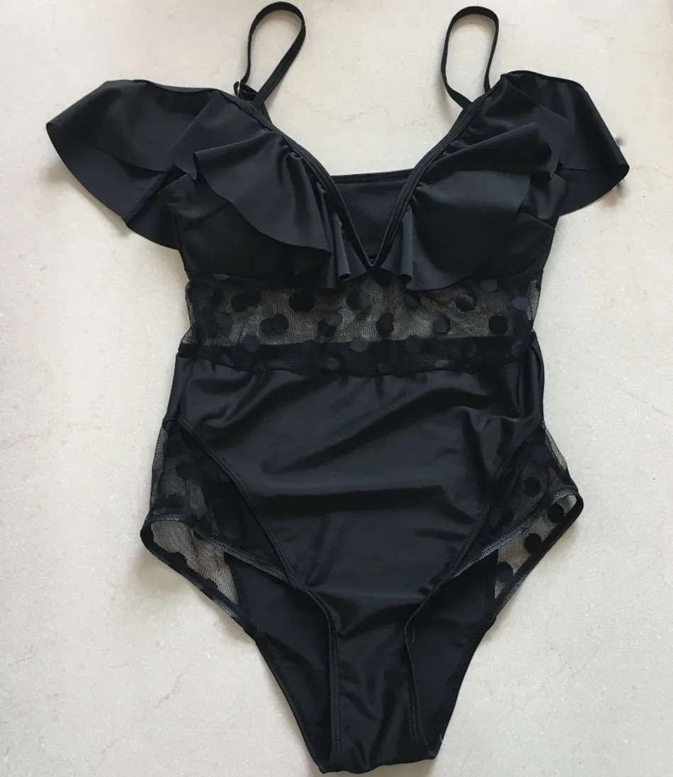 2017-Women-s-Black-Lace-Transparent-Off-Shoulder-One-Piece-Swimsuit-Deep-V-Neck-Monokini-swimwear (3)