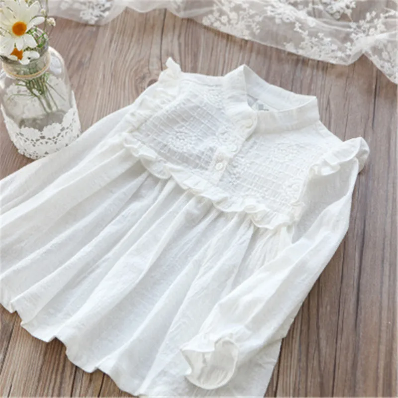 

2019 Cotton White Girls Blouses Solid Shirts for Girls Long Sleeve Kids baby Shirts baby clothes Spring Autumn children clothing