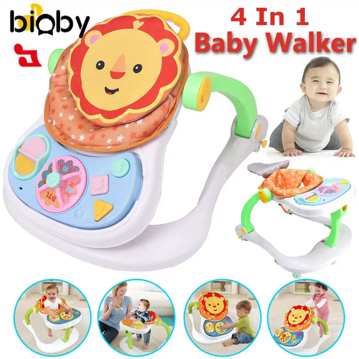 

High Quality Baby Walker Toys Multifuctional Toddler Trolley Sit-to-Stand ABS Musical Walker with Adjustable Screw for Toddler